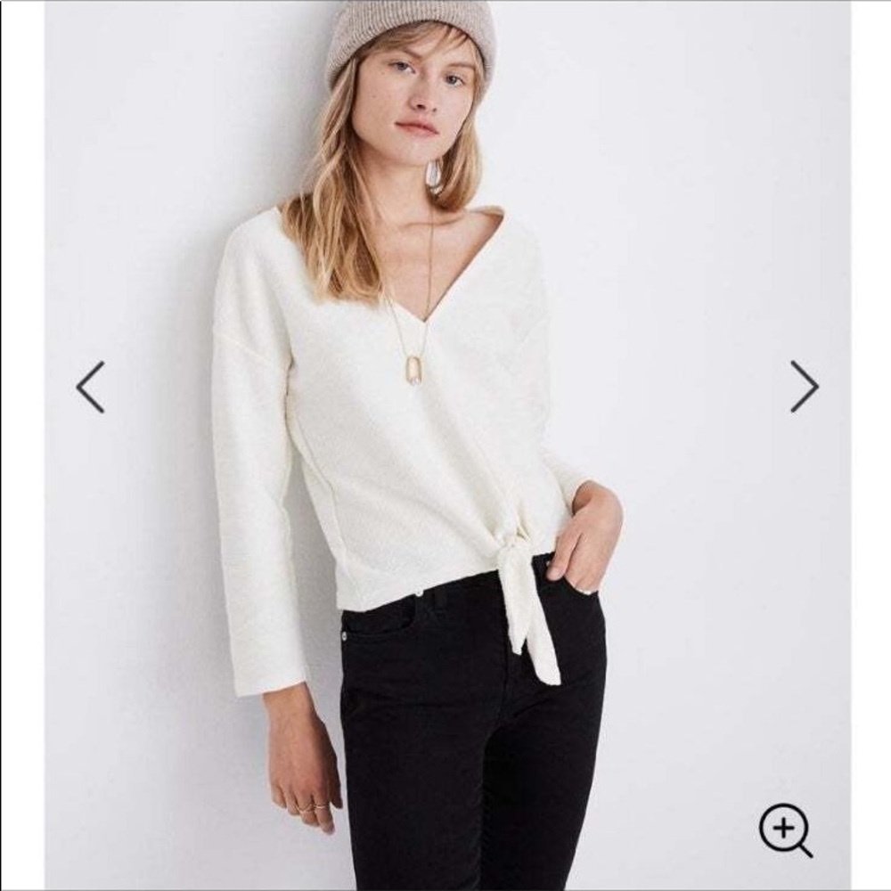Madewell Long Sleeve Tie-Front Shirt White